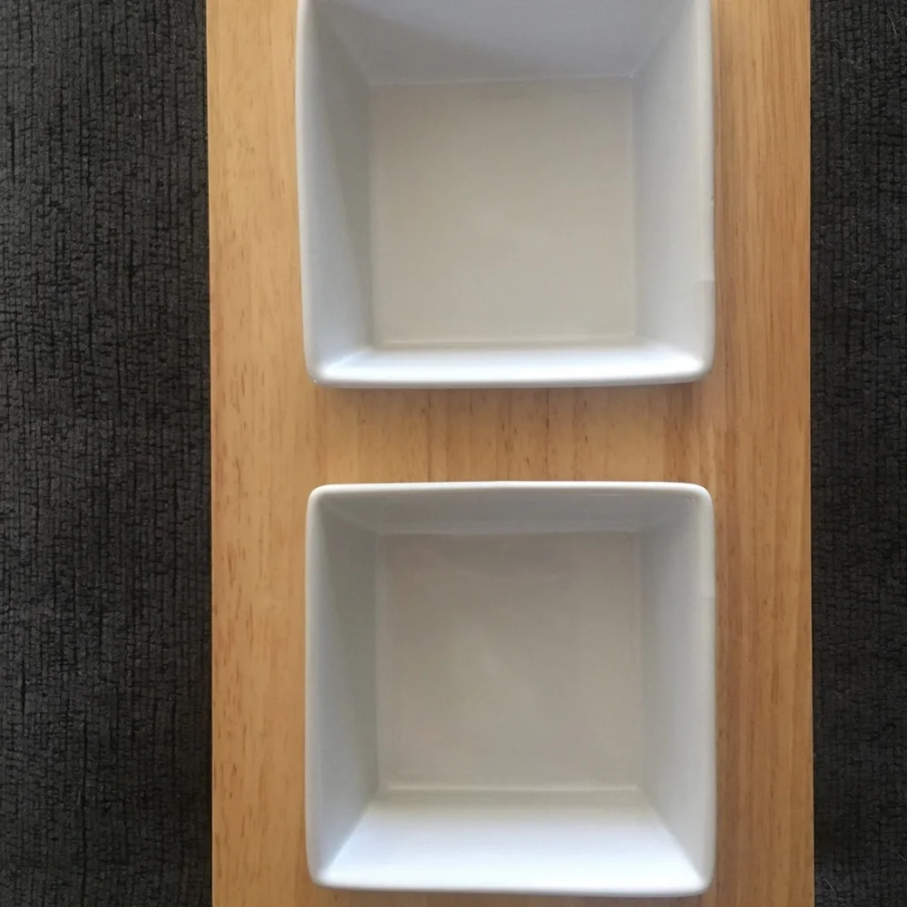 Wood Ceramic Double Diner Bowl.